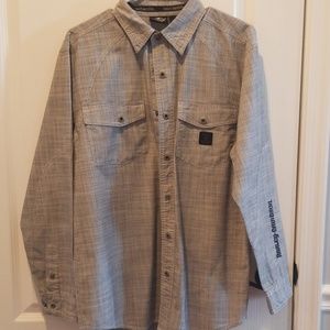 H-D Light weight Long sleeve button up gray/blk